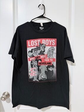 Disney Black Lost Boys Graphic Tee with Red & White Print